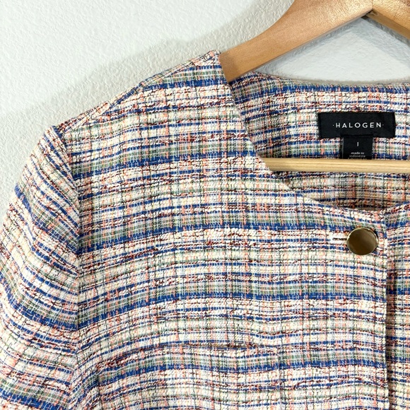Halogen Tweed Blazer Size L Multicolor Four Pocket Button Front Business Casual - Picture 5 of 10